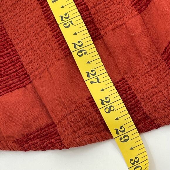 Umgee USA Women's Babydoll Blouse, Brick & Rust Colors, Patchwork, Sz. S - Picture 7 of 10